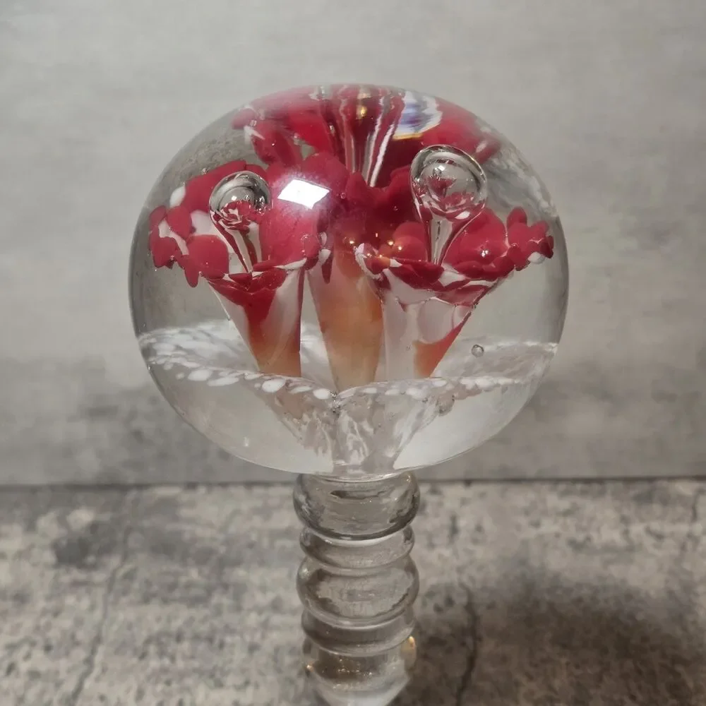 Footed Floral Paperweight on Pedestol 7